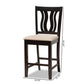 Fenton Modern and Contemporary Transitional Sand Fabric Upholstered and Dark Brown Finished Wood 2-Piece Counter Stool Set FredCo
