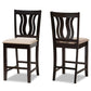 Fenton Modern and Contemporary Transitional Sand Fabric Upholstered and Dark Brown Finished Wood 2-Piece Counter Stool Set FredCo