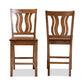 Fenton Modern and Contemporary Transitional Walnut Brown Finished Wood 2-Piece Counter Stool Set FredCo