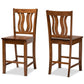 Fenton Modern and Contemporary Transitional Walnut Brown Finished Wood 2-Piece Counter Stool Set FredCo