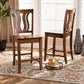 Fenton Modern and Contemporary Transitional Walnut Brown Finished Wood 2-Piece Counter Stool Set FredCo