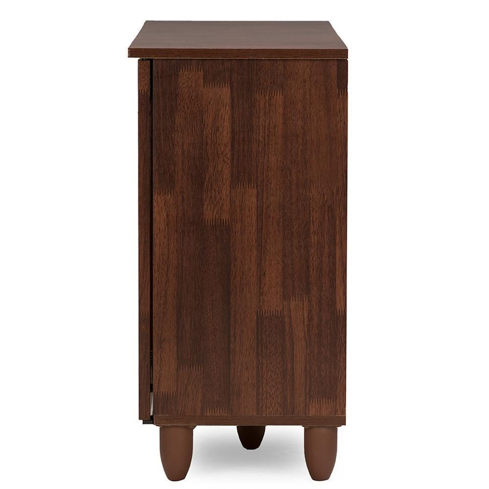 Fernanda Modern and Contemporary 3-Door Oak Brown Wooden Entryway Shoes Storage Wide Cabinet FredCo