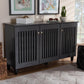 Fernanda Modern and Contemporary Dark Gray 3-Door Wooden Entryway Shoe Storage Wide Cabinet FredCo