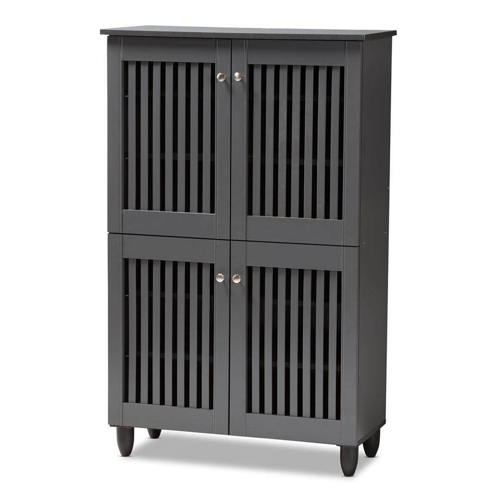 Fernanda Modern and Contemporary Dark Gray 4-Door Wooden Entryway Shoe Storage Cabinet FredCo