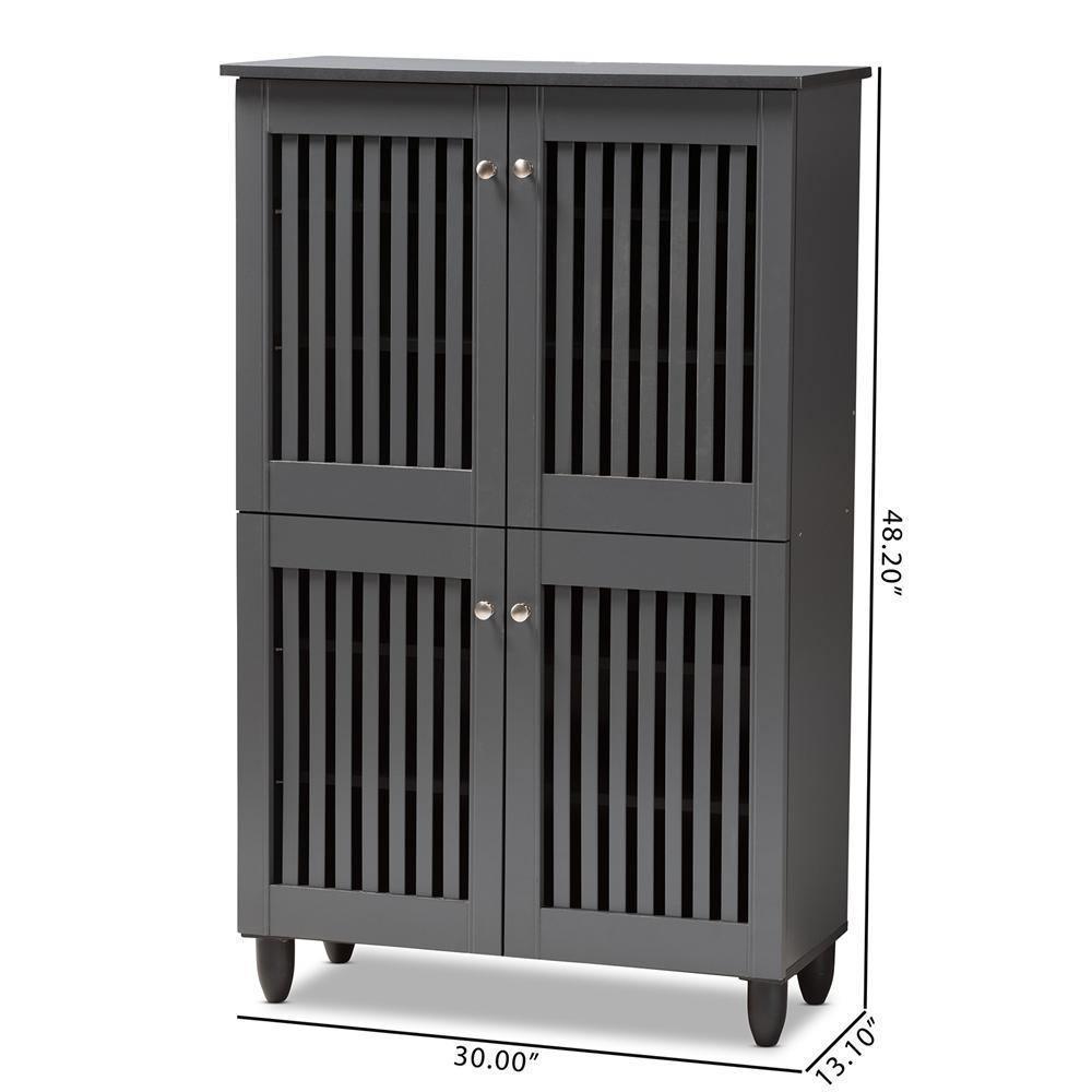 Fernanda Modern and Contemporary Dark Gray 4-Door Wooden Entryway Shoe Storage Cabinet FredCo