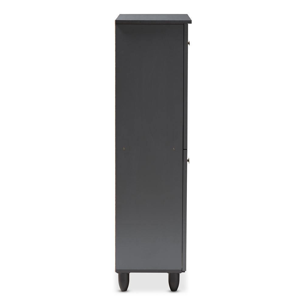 Fernanda Modern and Contemporary Dark Gray 4-Door Wooden Entryway Shoe Storage Cabinet FredCo