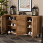 Fernanda Modern and Contemporary Oak Brown Finished Wood 3-Door Shoe Cabinet FredCo