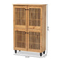 Fernanda Modern and Contemporary Oak Brown Finished Wood 4-Door Shoe Storage Cabinet FredCo