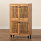 Fernanda Modern and Contemporary Oak Brown Finished Wood 4-Door Shoe Storage Cabinet FredCo