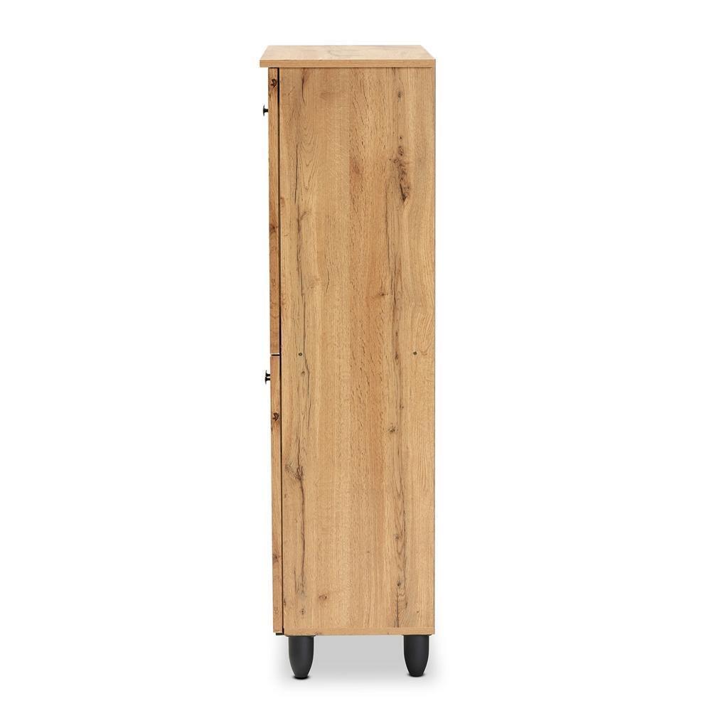 Fernanda Modern and Contemporary Oak Brown Finished Wood 4-Door Shoe Storage Cabinet FredCo