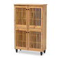 Fernanda Modern and Contemporary Oak Brown Finished Wood 4-Door Shoe Storage Cabinet FredCo