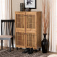 Fernanda Modern and Contemporary Oak Brown Finished Wood 4-Door Shoe Storage Cabinet FredCo