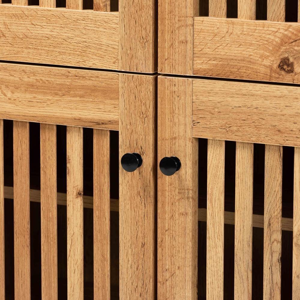 Fernanda Modern and Contemporary Oak Brown Finished Wood 4-Door Shoe Storage Cabinet FredCo