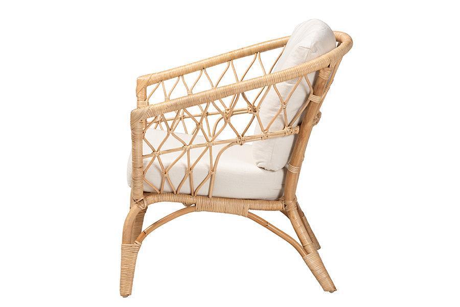 Feya Modern Bohemian Natural Brown Antique Rattan Armchair FredCo