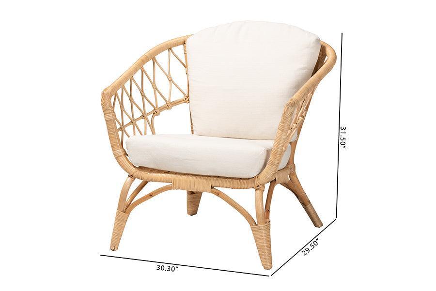 Feya Modern Bohemian Natural Brown Antique Rattan Armchair FredCo