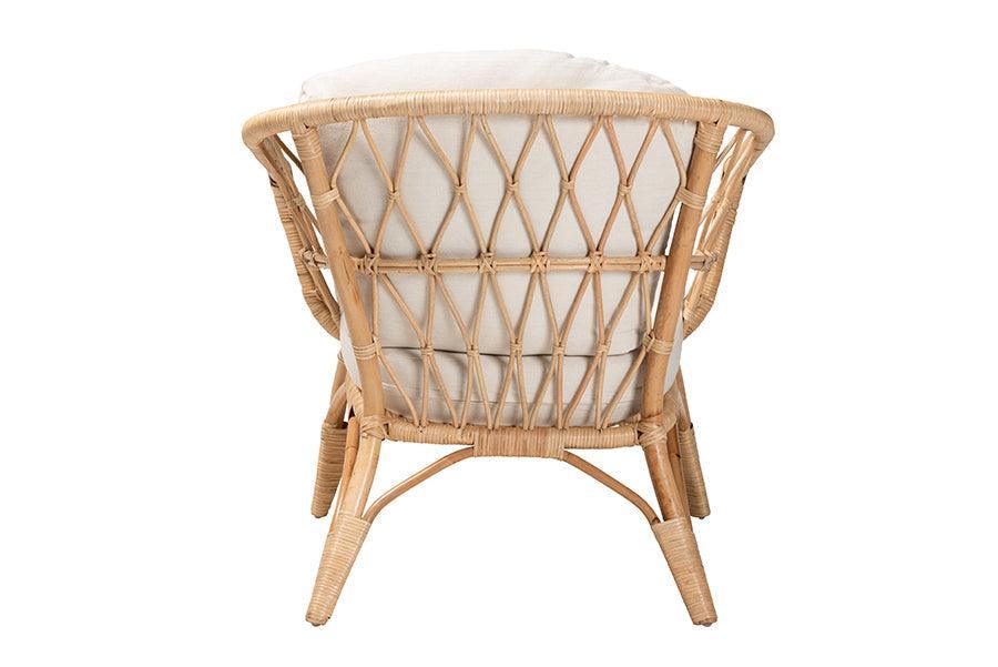 Feya Modern Bohemian Natural Brown Antique Rattan Armchair FredCo