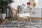 Feya Modern Bohemian Natural Brown Antique Rattan Armchair FredCo
