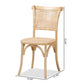 Fields Mid-Century Modern Brown Woven Rattan and Wood 2-Piece Cane Dining Chair Set FredCo