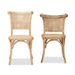 Fields Mid-Century Modern Brown Woven Rattan and Wood 2-Piece Cane Dining Chair Set FredCo