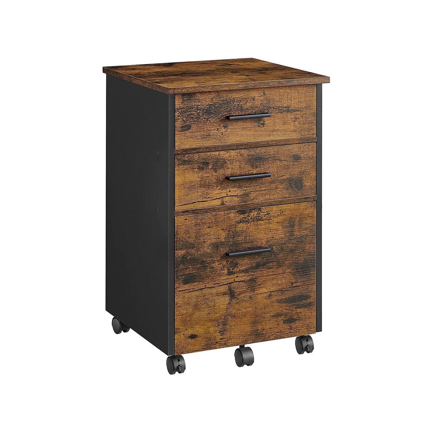 File Cabinet with 3 Drawers, Brown and Black FredCo