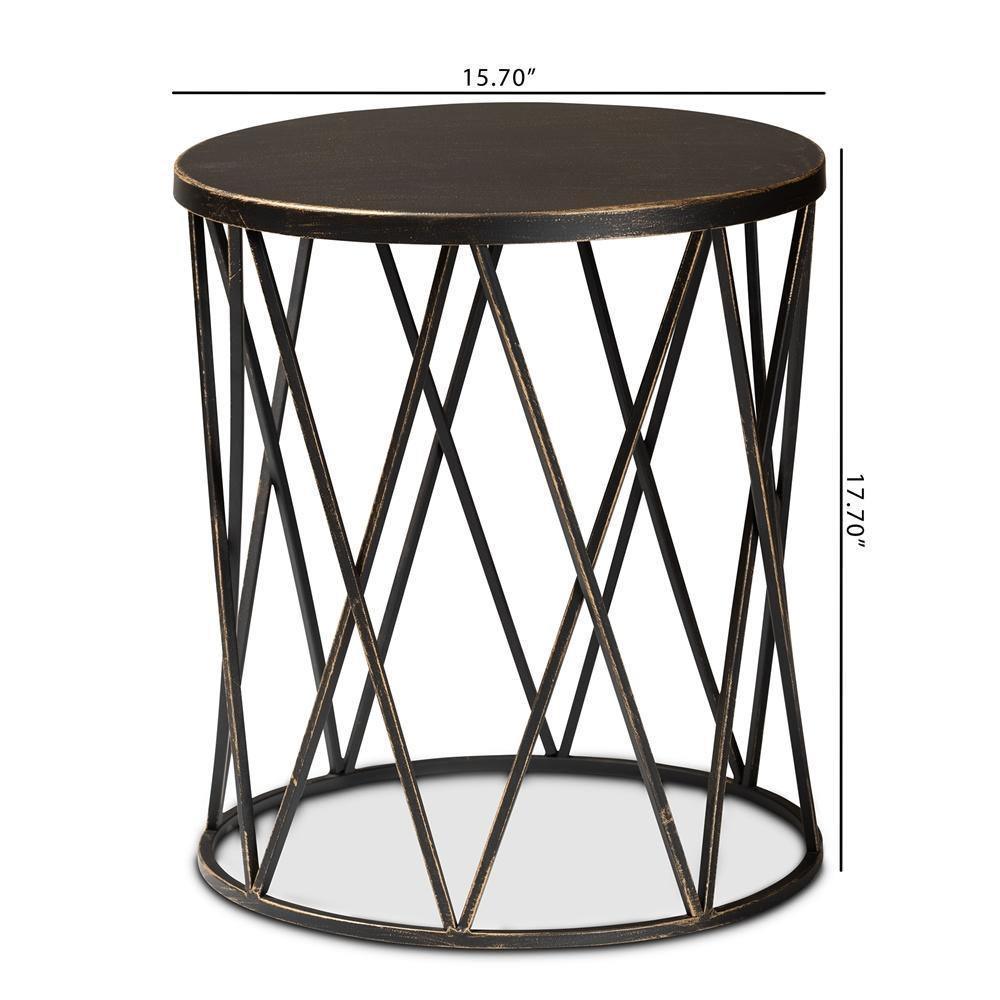 Finnick Modern Industrial Antique Black finished Metal End Table FredCo