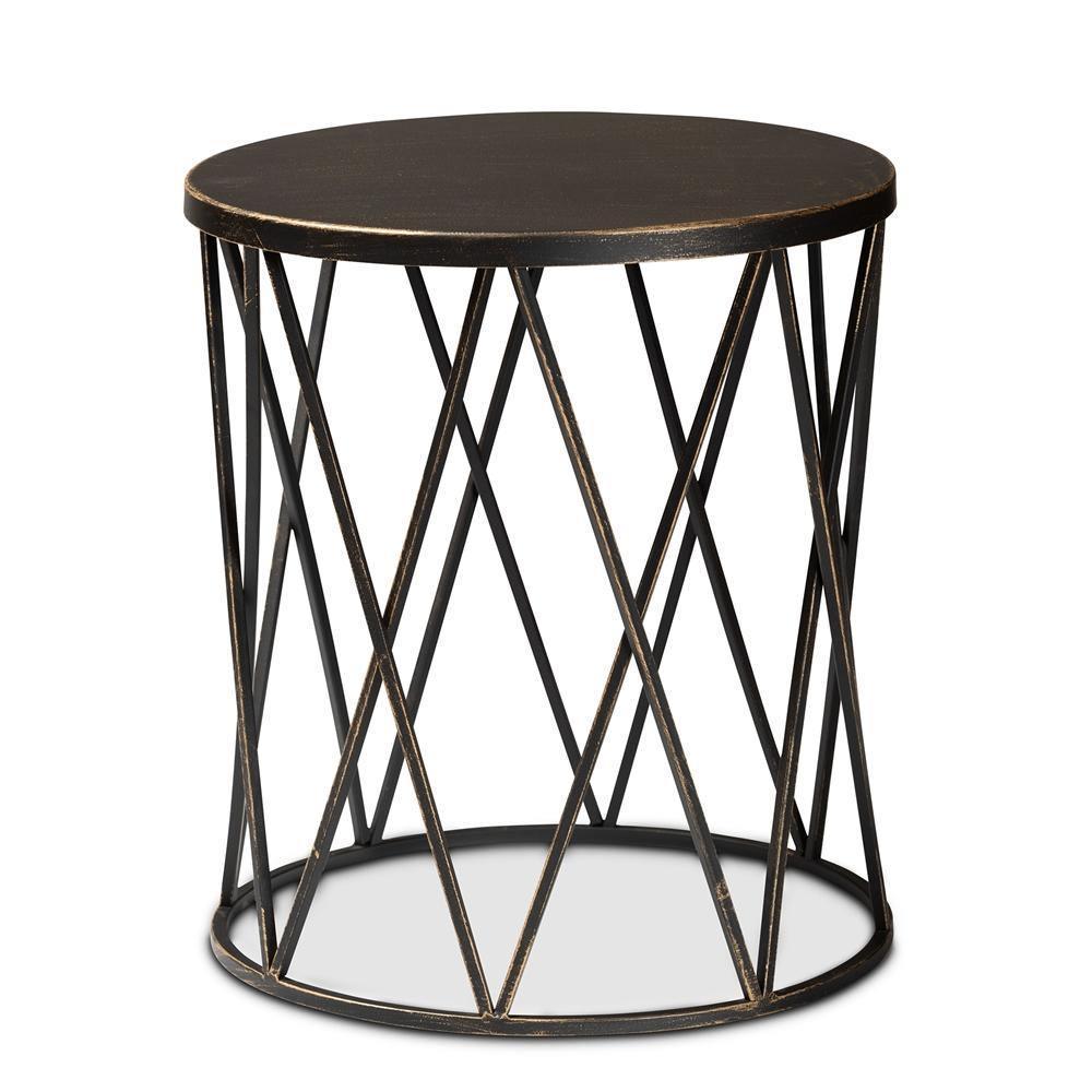 Finnick Modern Industrial Antique Black finished Metal End Table FredCo
