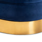 Fiore Glam and Luxe Royal Blue Velvet Fabric Upholstered Brushed Gold Finished Swivel Accent Chair FredCo
