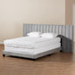 Fiorenza Glam and Luxe Grey Velvet Fabric Upholstered King Size Panel Bed with Extra Wide Channel Tufted Headboard FredCo