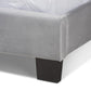 Fiorenza Glam and Luxe Grey Velvet Fabric Upholstered King Size Panel Bed with Extra Wide Channel Tufted Headboard FredCo
