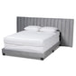 Fiorenza Glam and Luxe Grey Velvet Fabric Upholstered King Size Panel Bed with Extra Wide Channel Tufted Headboard FredCo