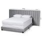 Fiorenza Glam and Luxe Grey Velvet Fabric Upholstered King Size Panel Bed with Extra Wide Channel Tufted Headboard FredCo