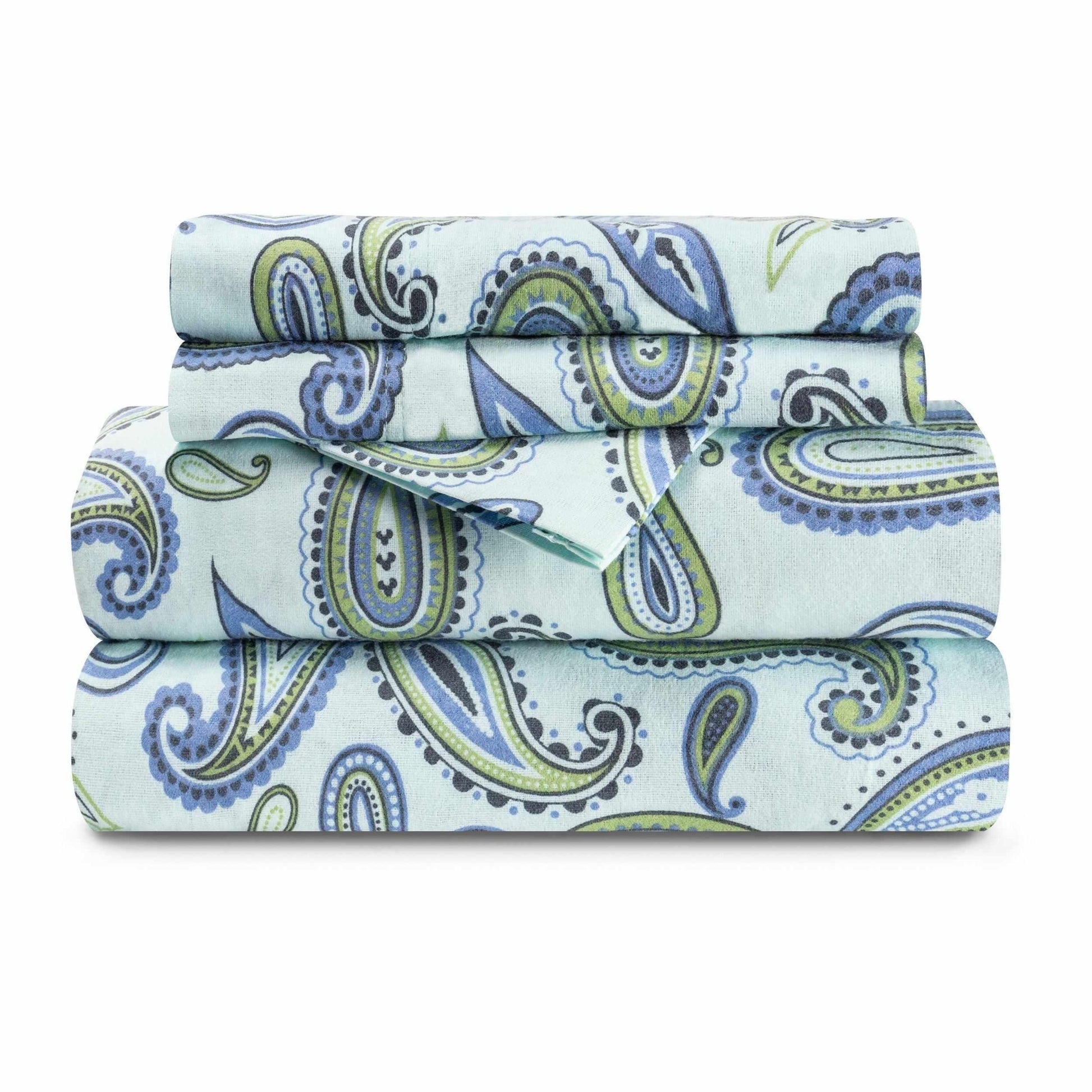 Flannel 100% Cotton All-Season Deep Pocket Paisley Sheet Set FredCo