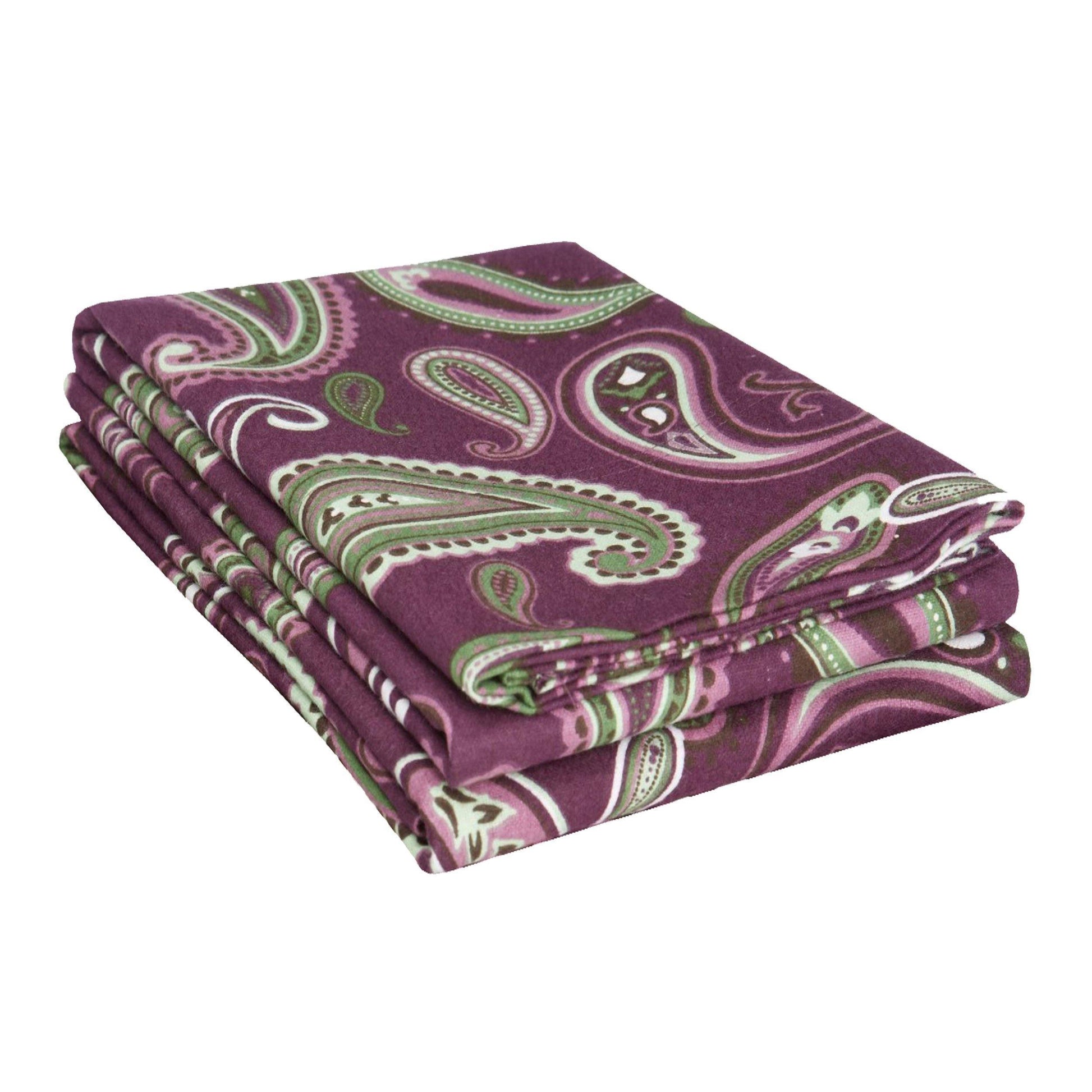 Flannel Paisley Pillowcases, 2-Piece, LightWeight, 5 Colors FredCo