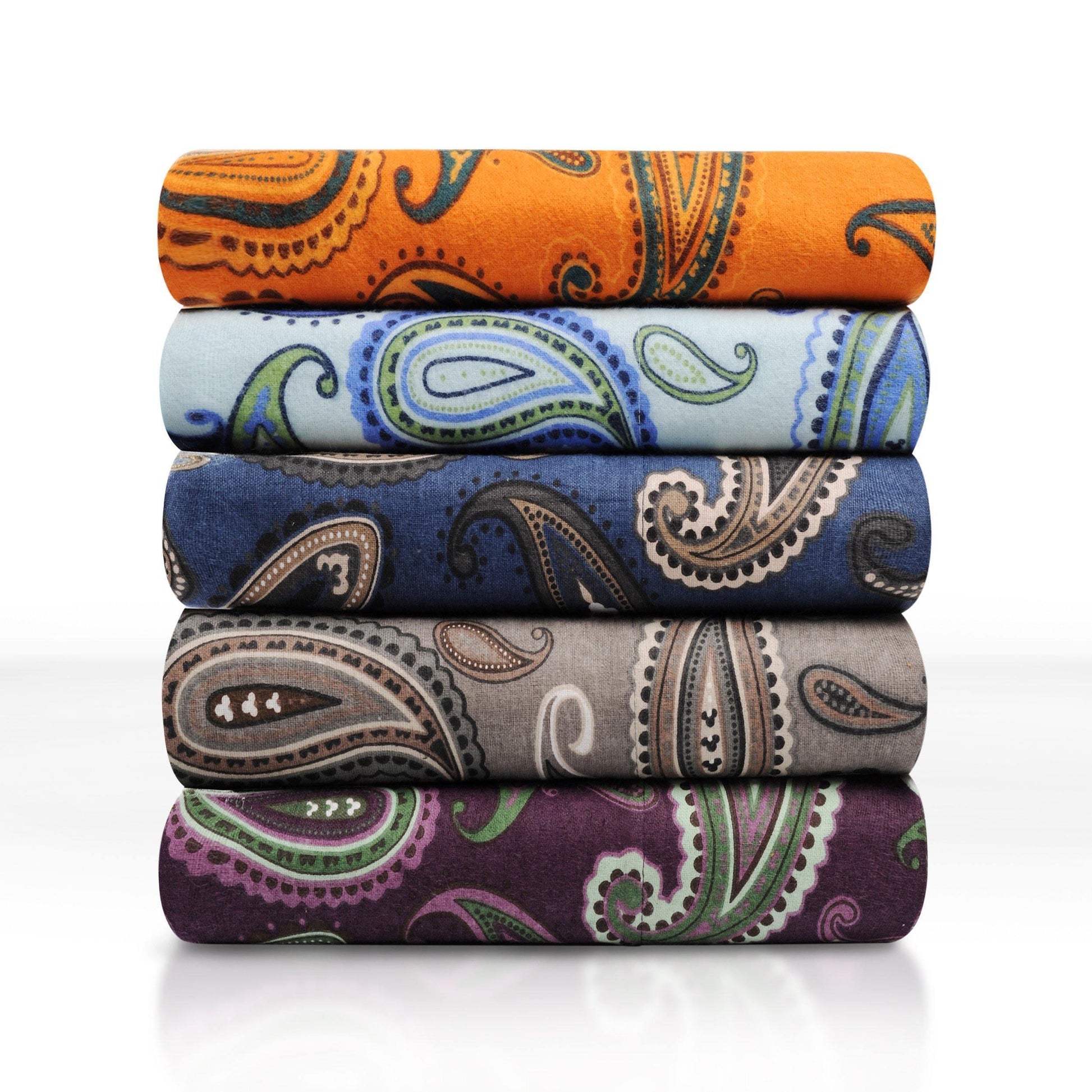 Flannel Paisley Pillowcases, 2-Piece, LightWeight, 5 Colors FredCo