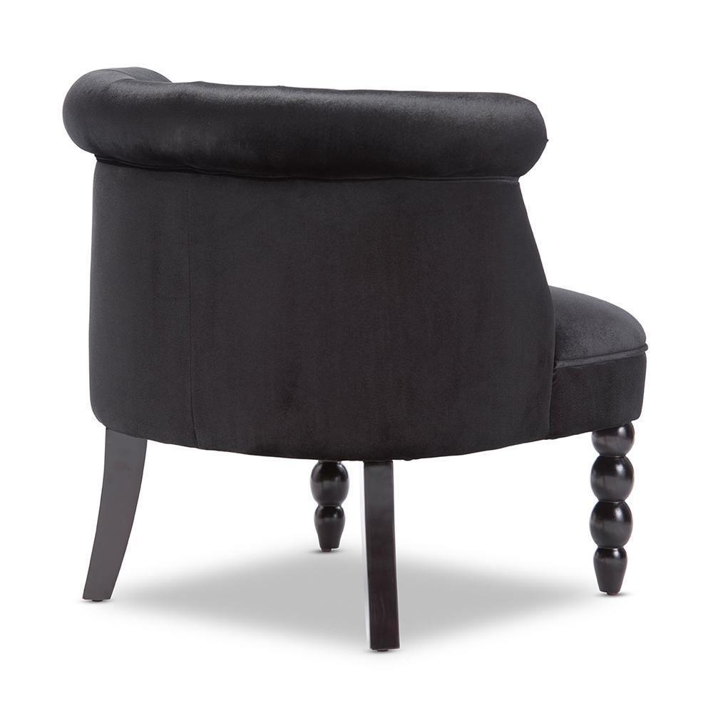Flax Victorian Style Contemporary Black Velvet Fabric Upholstered Vanity Accent Chair FredCo