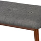 Flora II Mid-Century Modern Dark Grey Fabric Upholstered Medium Oak Finished Wood Dining Bench FredCo