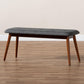Flora II Mid-Century Modern Dark Grey Fabric Upholstered Medium Oak Finished Wood Dining Bench FredCo