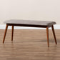 Flora II Mid-Century Modern Light Grey Fabric Upholstered Medium Oak Finished Wood Dining Bench FredCo