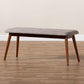 Flora II Mid-Century Modern Light Grey Fabric Upholstered Medium Oak Finished Wood Dining Bench FredCo