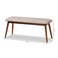 Flora II Mid-Century Modern Light Grey Fabric Upholstered Medium Oak Finished Wood Dining Bench FredCo