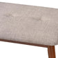 Flora II Mid-Century Modern Light Grey Fabric Upholstered Medium Oak Finished Wood Dining Bench FredCo