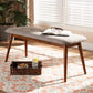 Flora II Mid-Century Modern Light Grey Fabric Upholstered Medium Oak Finished Wood Dining Bench FredCo