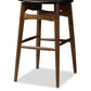 Flora Mid-Century Modern Black Faux Leather Upholstered Walnut Finished Bar Stool (Set of 2) FredCo