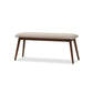 Flora Mid-Century Modern Light Grey Fabric and "Oak" Medium Brown Finishing Wood Dining Bench FredCo