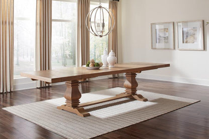 Florence Double 42" Pedestal Dining Table Rustic Smoke Coaster FredCo