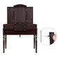 Folded Mirror Vanity Set Black with Stool FredCo