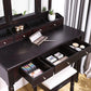 Folded Mirror Vanity Set Black with Stool FredCo