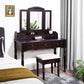 Folded Mirror Vanity Set Black with Stool FredCo