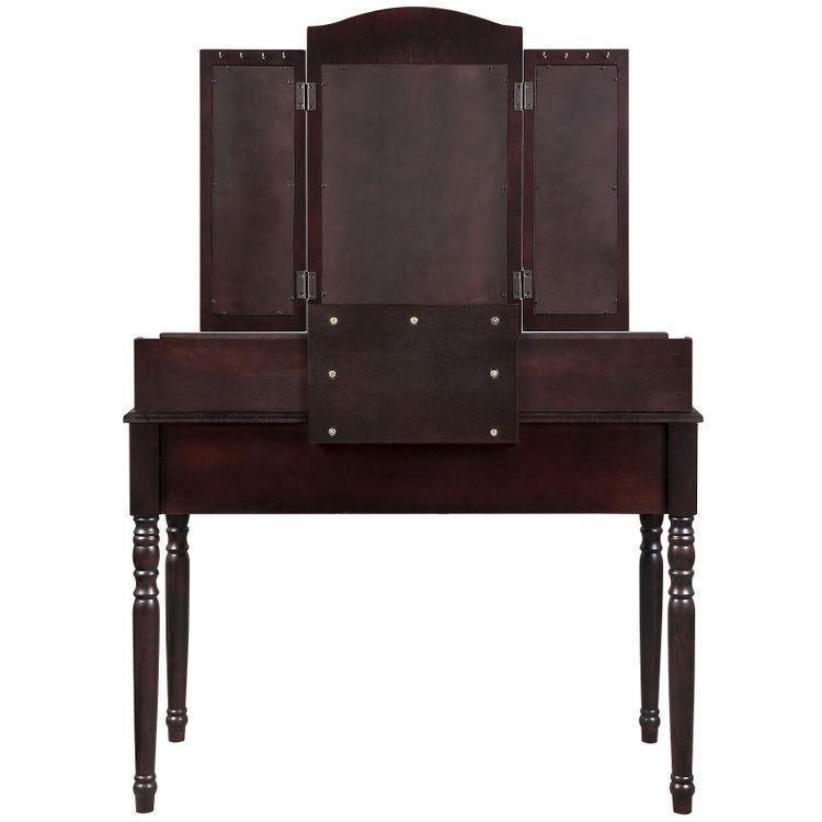 Folded Mirror Vanity Set Black with Stool FredCo