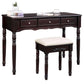 Folded Mirror Vanity Set Black with Stool FredCo